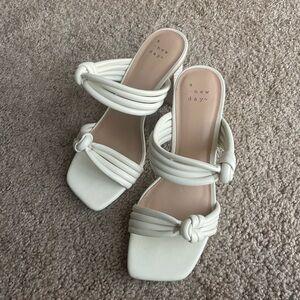 a new day Off-White Knotted Double-Strap Slide Heels